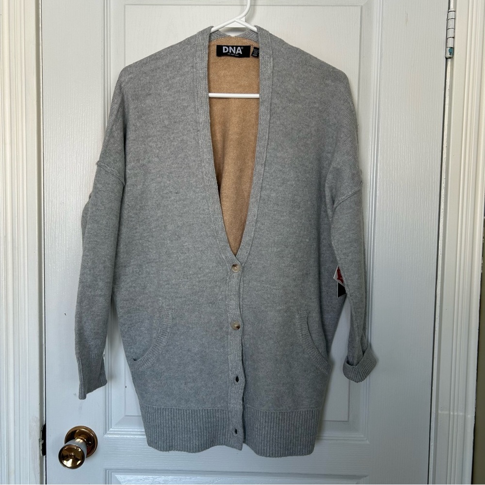 DNA Gray Cardigan with Button Closure S Women V- Neck